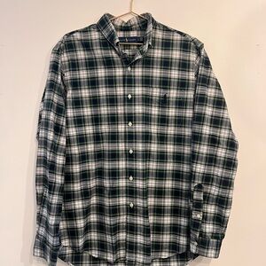 Men's Plaid Shirt - Green and White